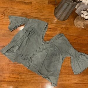 We the Free People Sage Green Flowy Boho Top Shirt Blouse XS